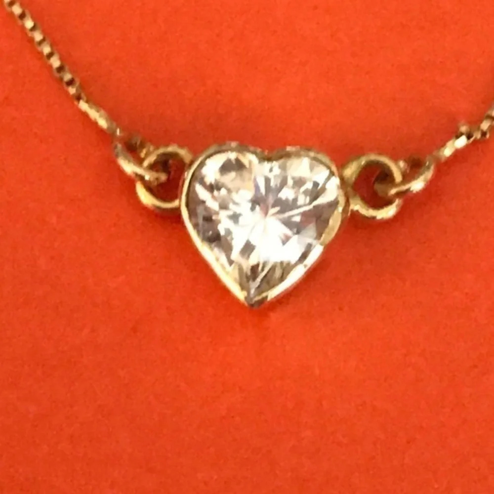 18k real solid gold heart‎ beautiful necklace